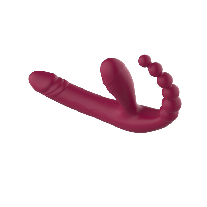 Three Head Sex Toy Couple Strapless Strap-On Dildo