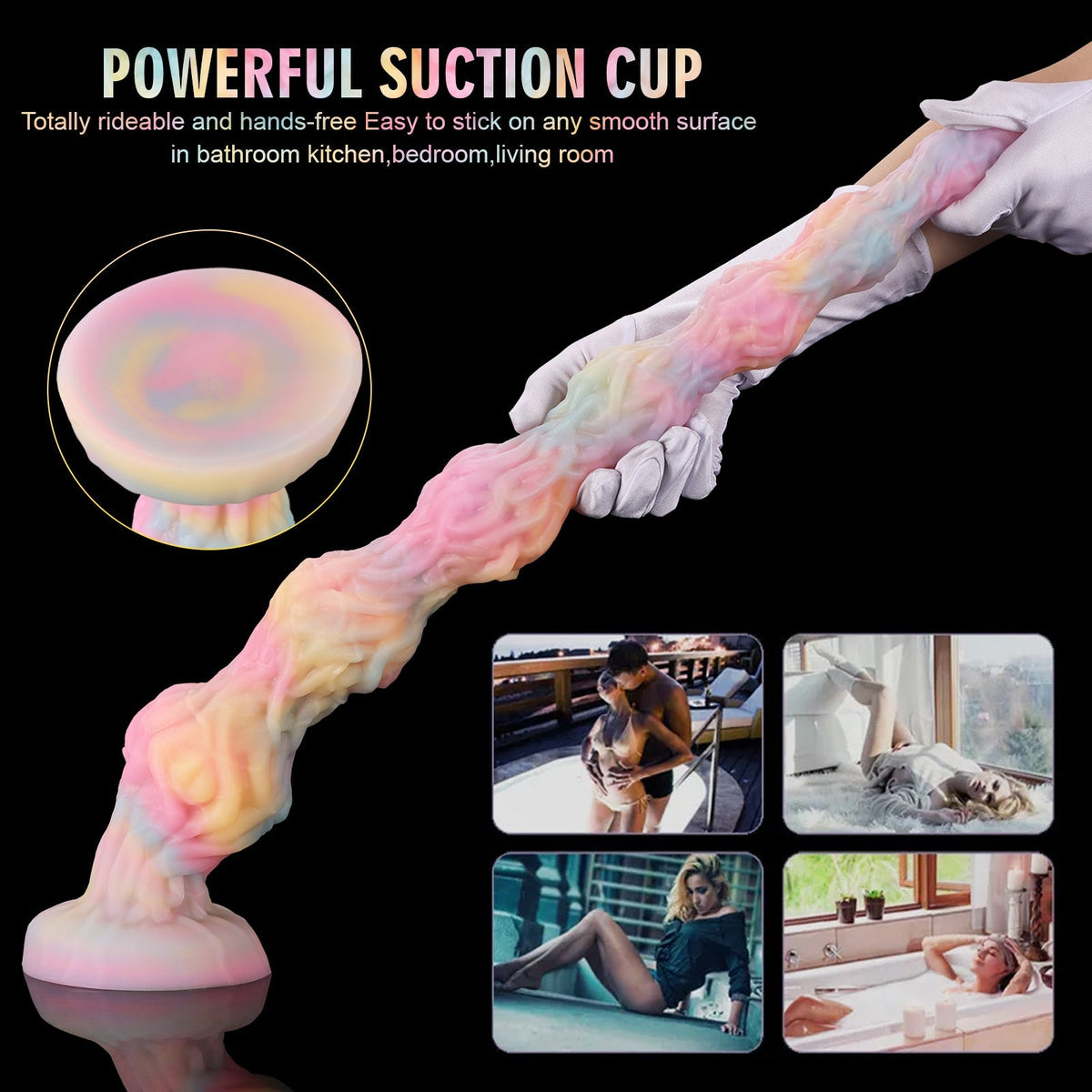 Pink Light up Long Knot Textured Anal Dildo