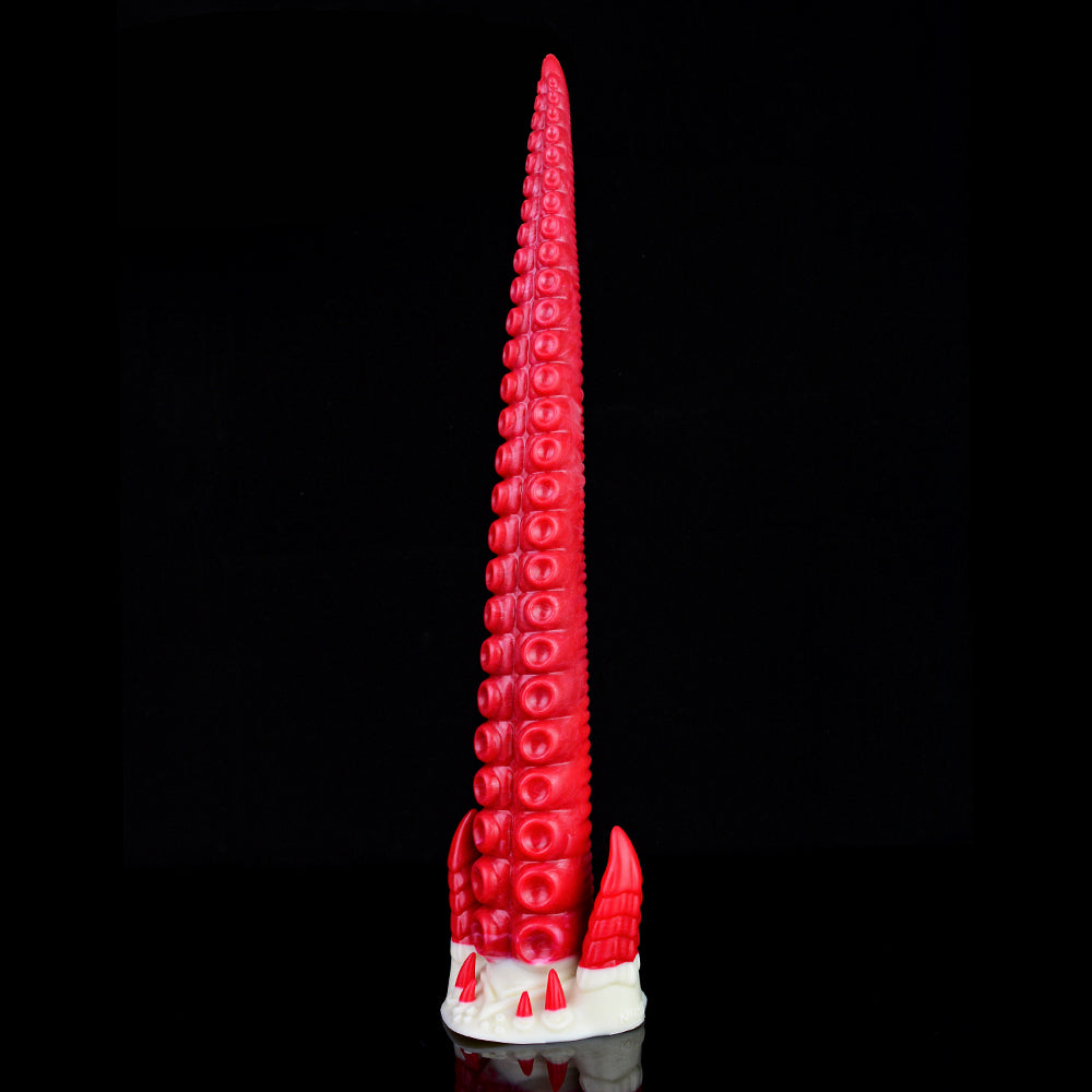 17 Inch Red Long Spiked Ribbed Tentacle Dildo