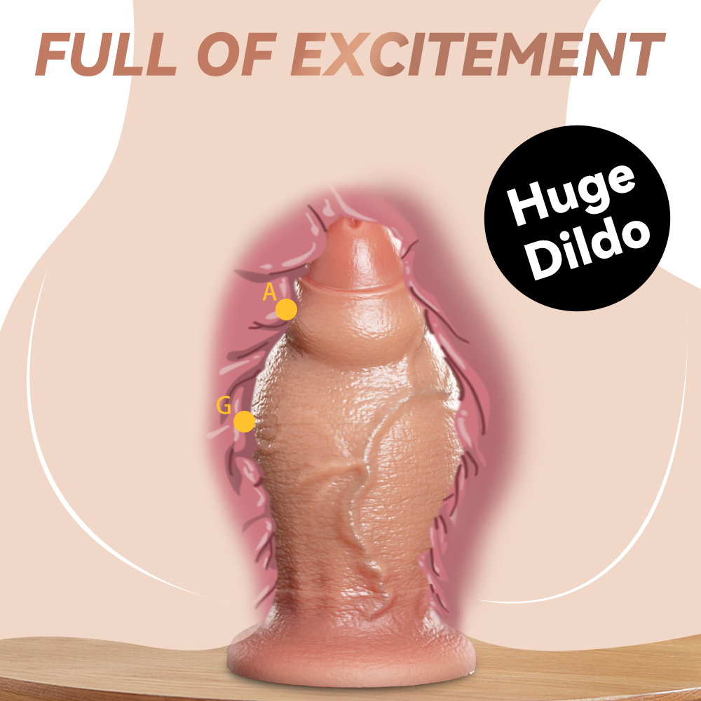 Realistic Fat Curved Silicone Uncircumcised Dildo
