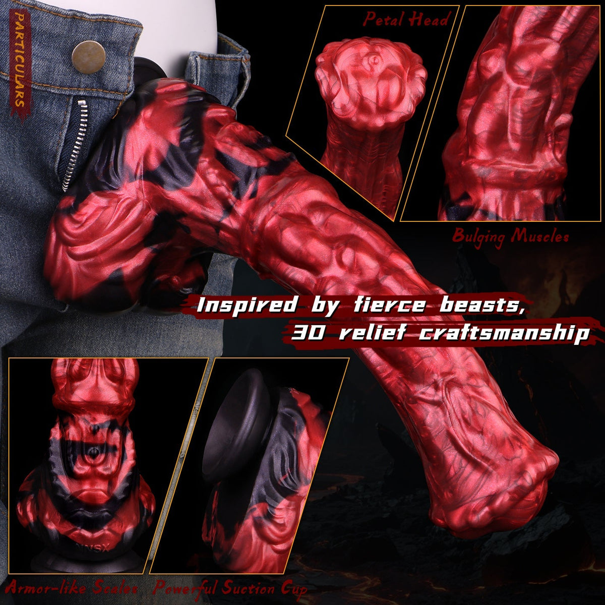12 Inch Red Fantasy Bumpy Animal Horse Dildo