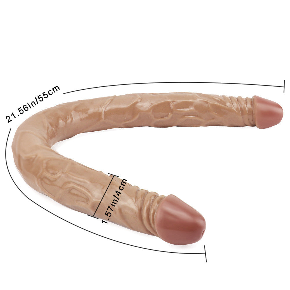 21 Inch Brown Realistic Lesbian Double Ended Dildo
