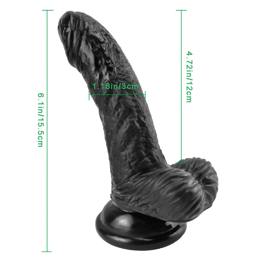 6.1 Inch Black Realistic Textured Curved Small Dildo