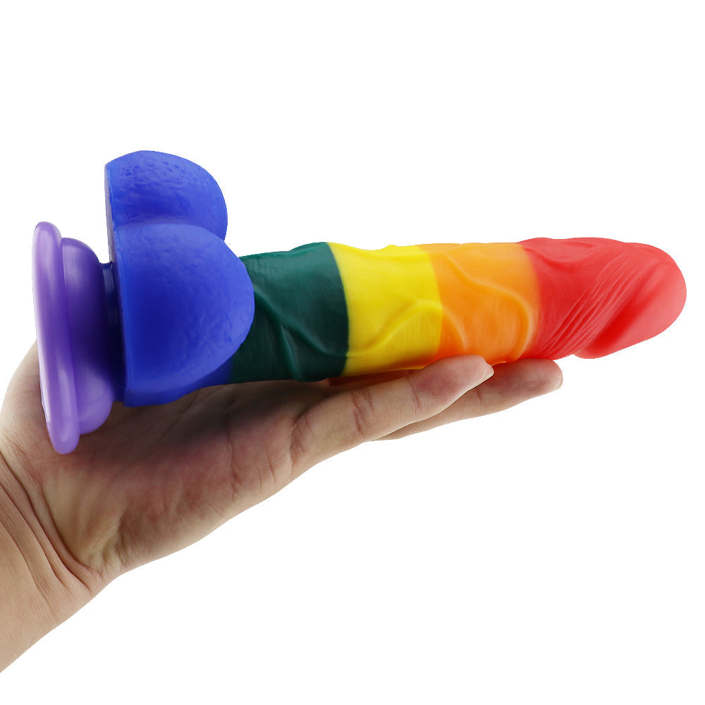 7.8 Inch LGBT Rainbow Silicone Strap on Dildo