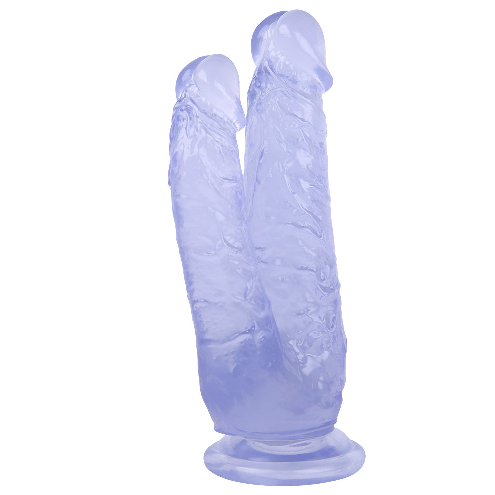 Blue Jelly Realistic Textured Double Penetration Dildo