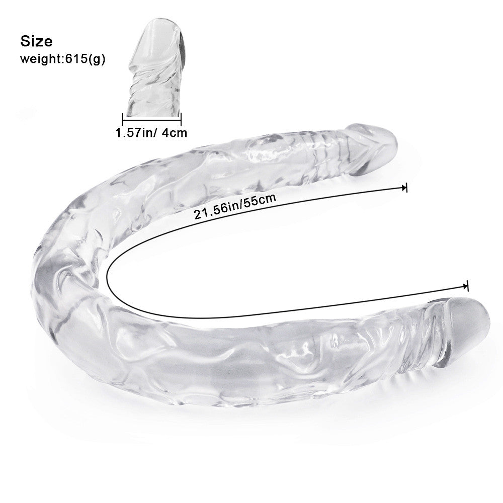 21 Inch Clear Jelly Curved Double Ended Dildo