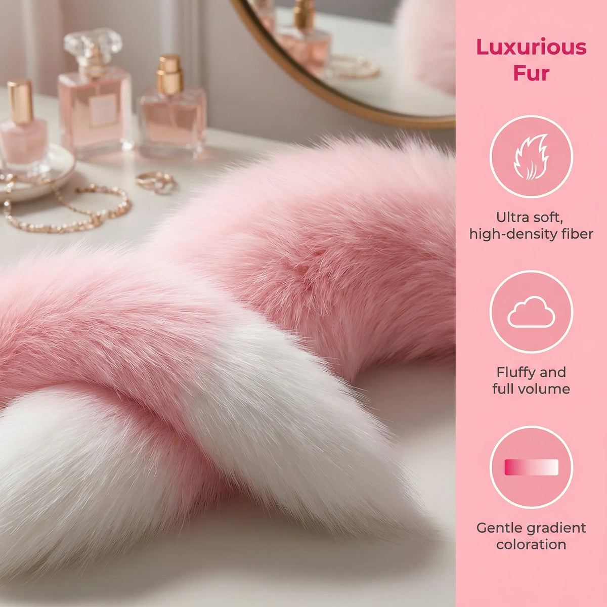 Pink Cute Furry Tail Vibrating Butt Plug