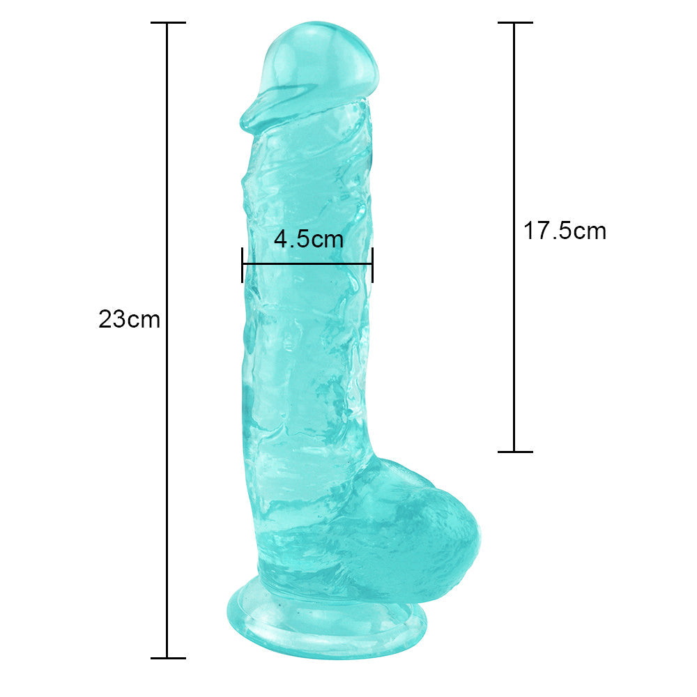 9 Inch Green Clear Jelly Textured Anal Dildo