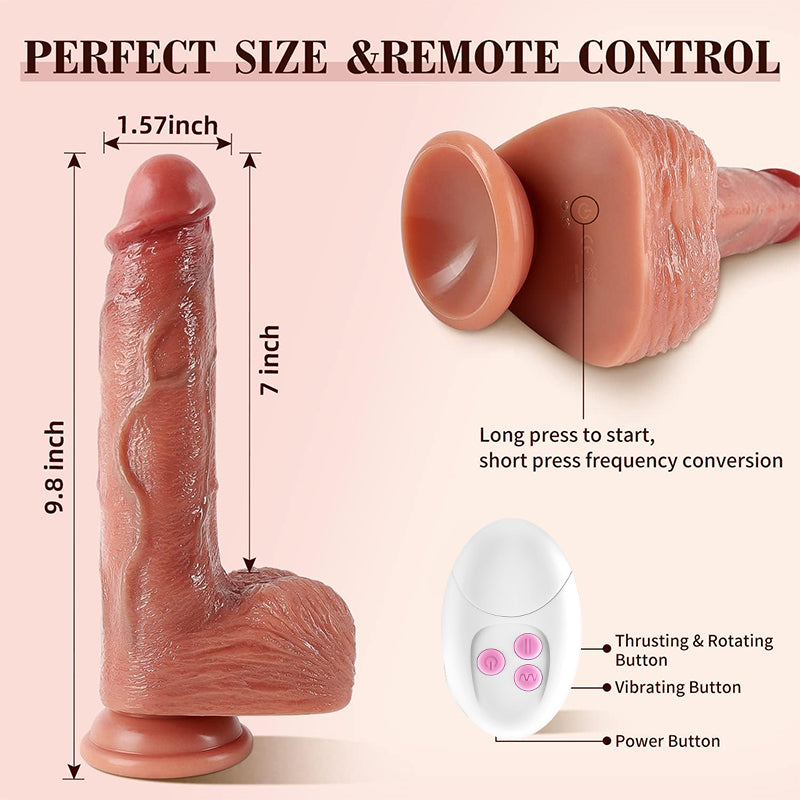 Silicone Realistic Thrusting Rotating Vibrating Dildo
