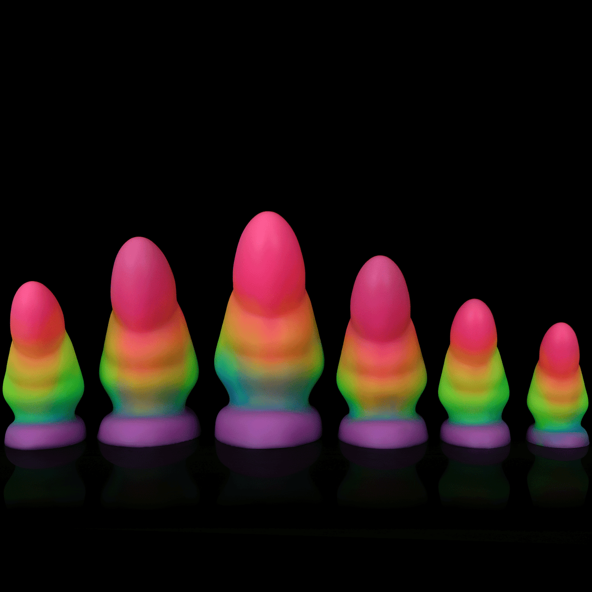 Rainbow Light Up Short Thick Butt Plug