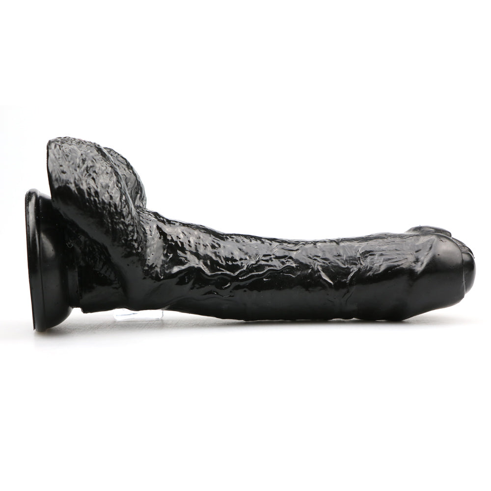 8.26 Inch Black Realistic Textured Dildo with Foreskin