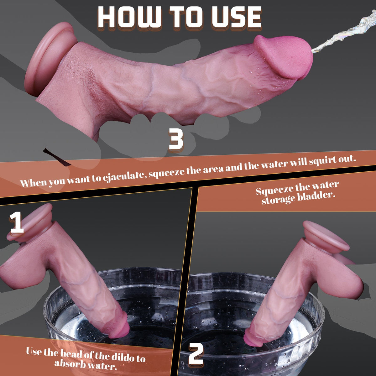 7.4 Inch Silicone Realistic Textured Squirting Dildo