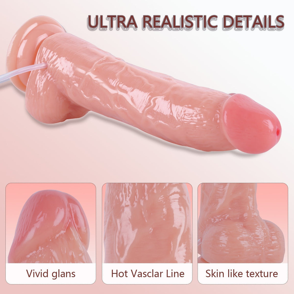 9 Inch Realistic Textured Soft Ejaculating Dildo