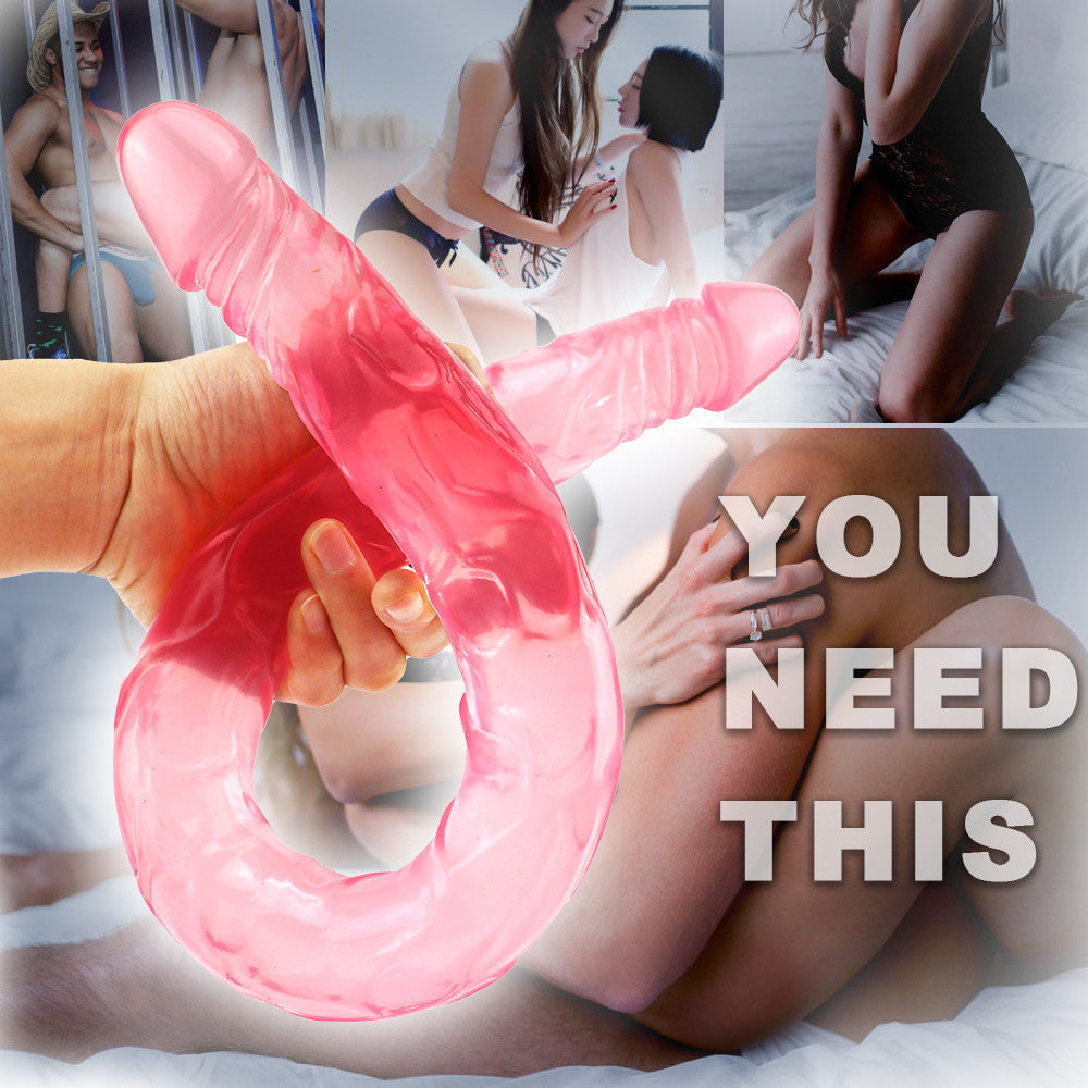 21.5 Inch Pink Jelly Long Double Ended Dildo