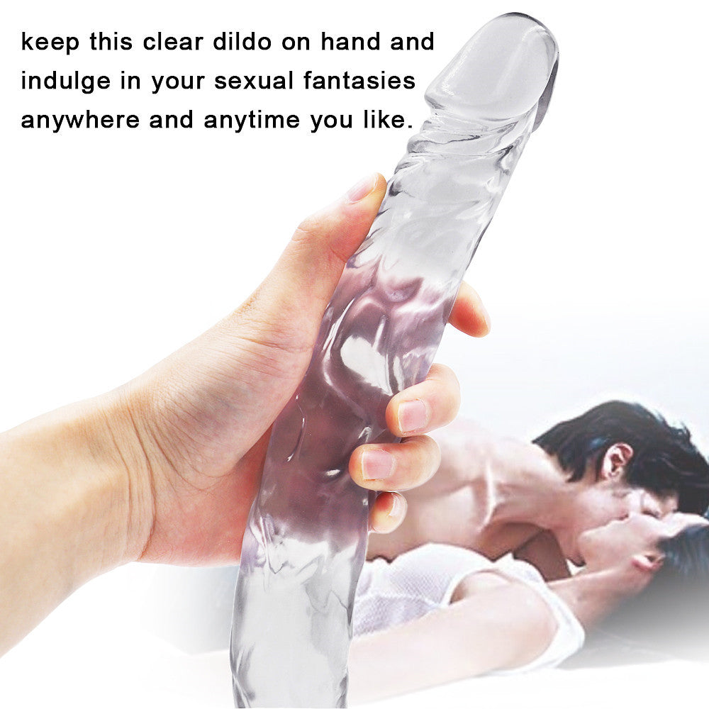 21 Inch Clear Jelly Curved Double Ended Dildo