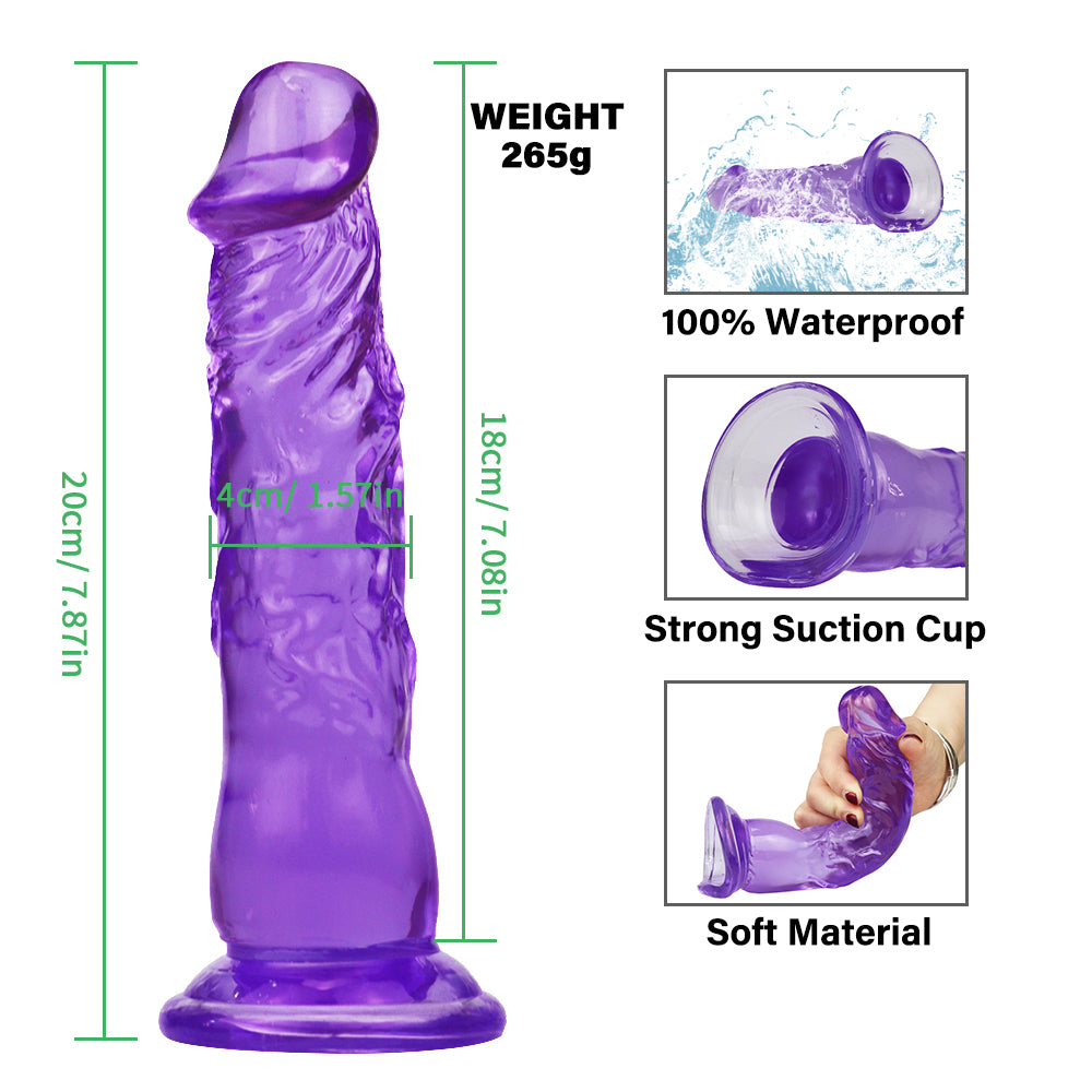 7 Inch Purple Realistic Textured Slim Dildo