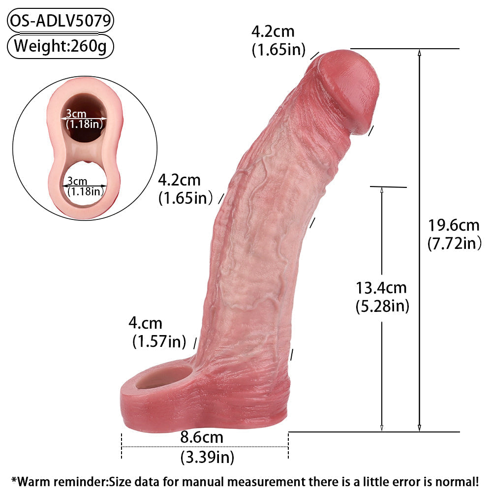 19.6 cm Realistic Soft Vibrating Penis Sleeve