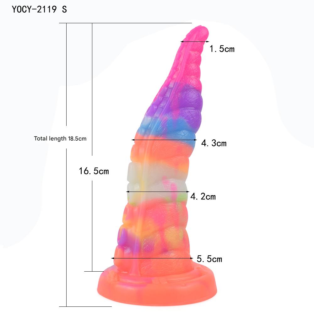 Rainbow Glow in the Dark Tongue Tentacle Dildo