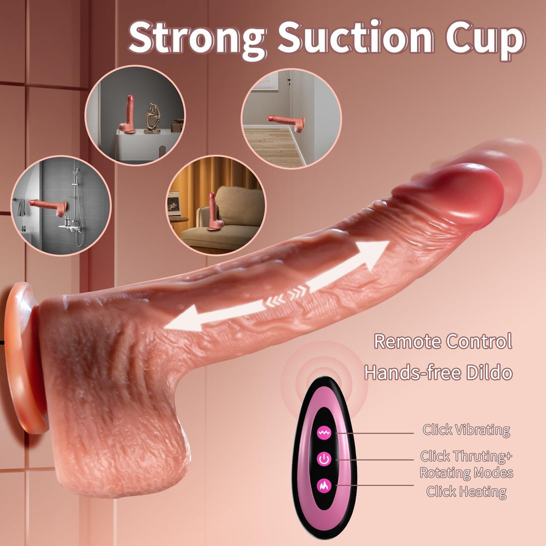 9 Inch Lifelike Remote Vibrating Realistic Thrusting Dildo