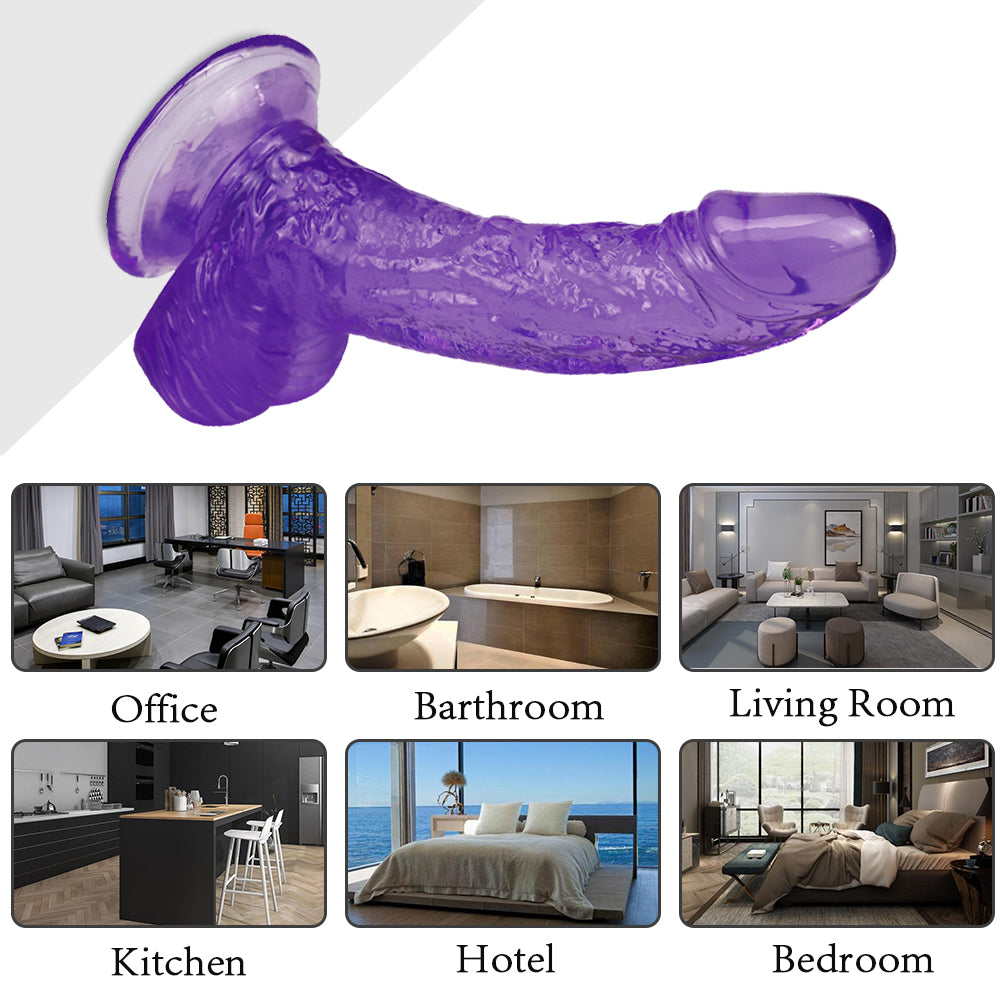 6 Inch Purple Jelly Clear Realistic Curved Dildo