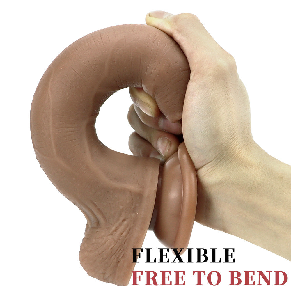 8 Inch Brown Suction Cup Realistic Dildo With Foreskin