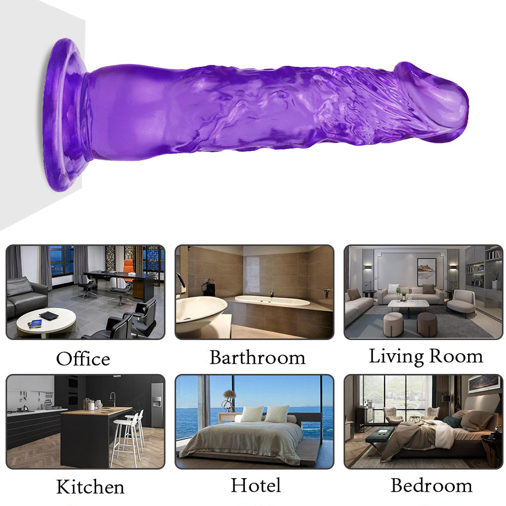 7 Inch Purple Realistic Textured Slim Dildo