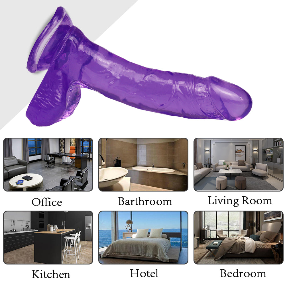 7.5 Inch Purple Jelly Curved Dildo For Women