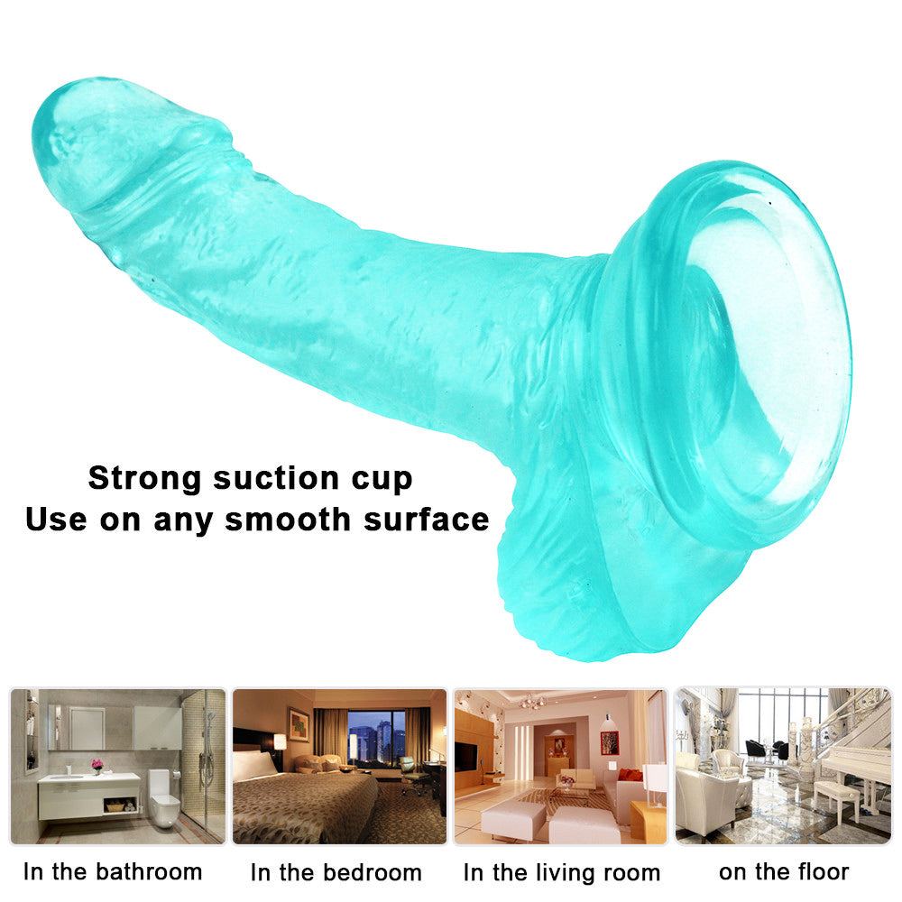 6 Inch Green Clear Jelly Small Curved Dildo