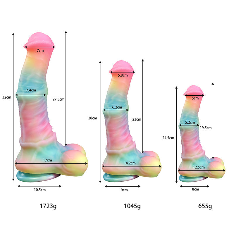 Glow in the Dark Fantasy Rainbow Horse Dildo