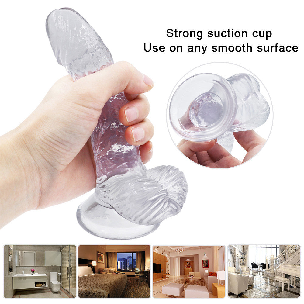 Jelly Clear Realistic Curved Dildo For Beginner
