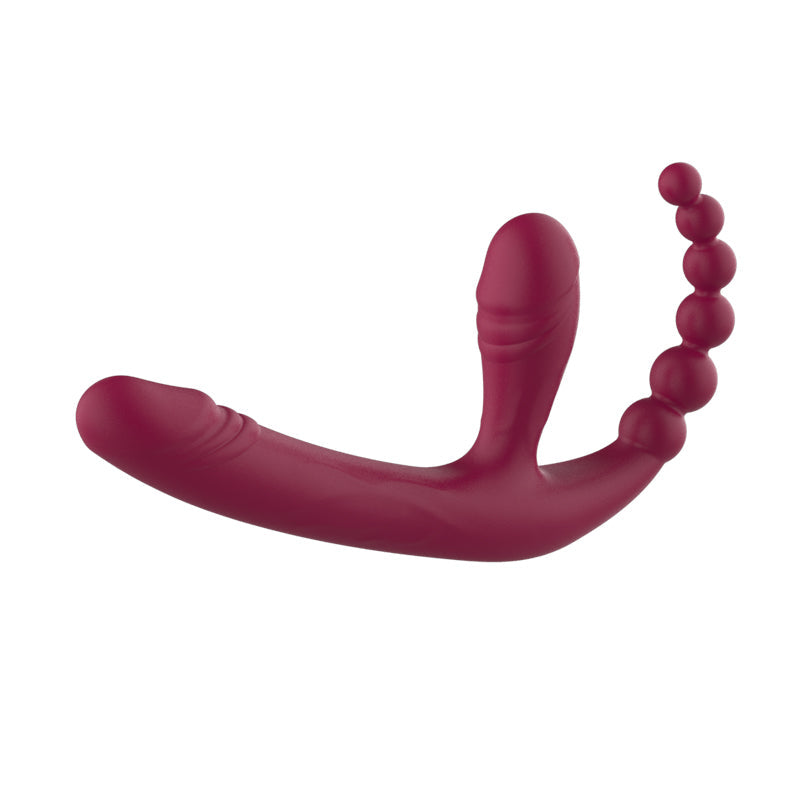 Three Head Sex Toy Couple Strapless Strap-On Dildo