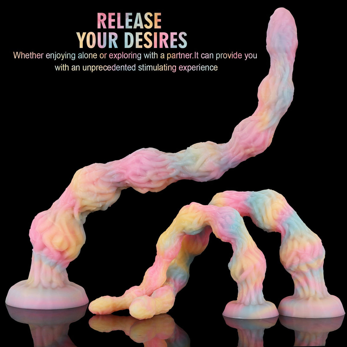 Pink Light up Long Knot Textured Anal Dildo