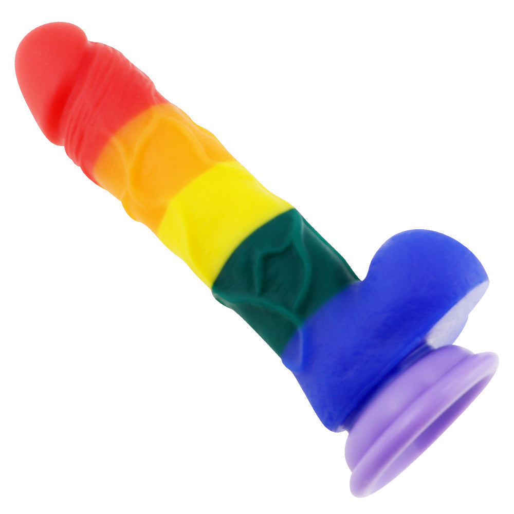 7.8 Inch LGBT Rainbow Silicone Strap on Dildo