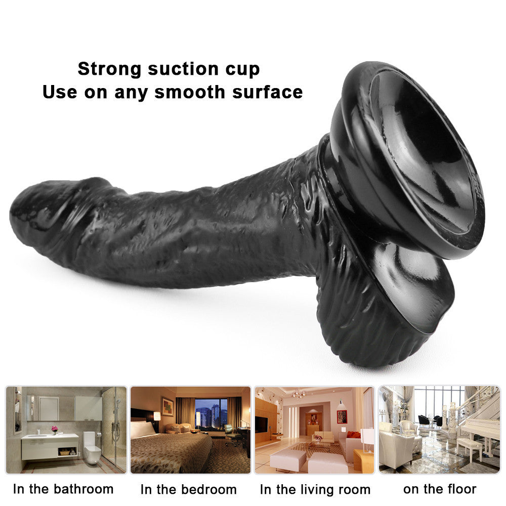 6.1 Inch Black Realistic Textured Curved Small Dildo