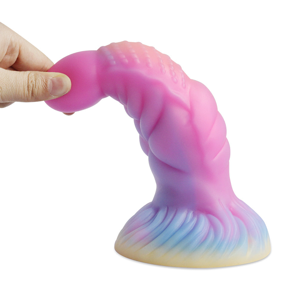 7 Inch Light up Pink Fantasy Ribbed Monster Dildo
