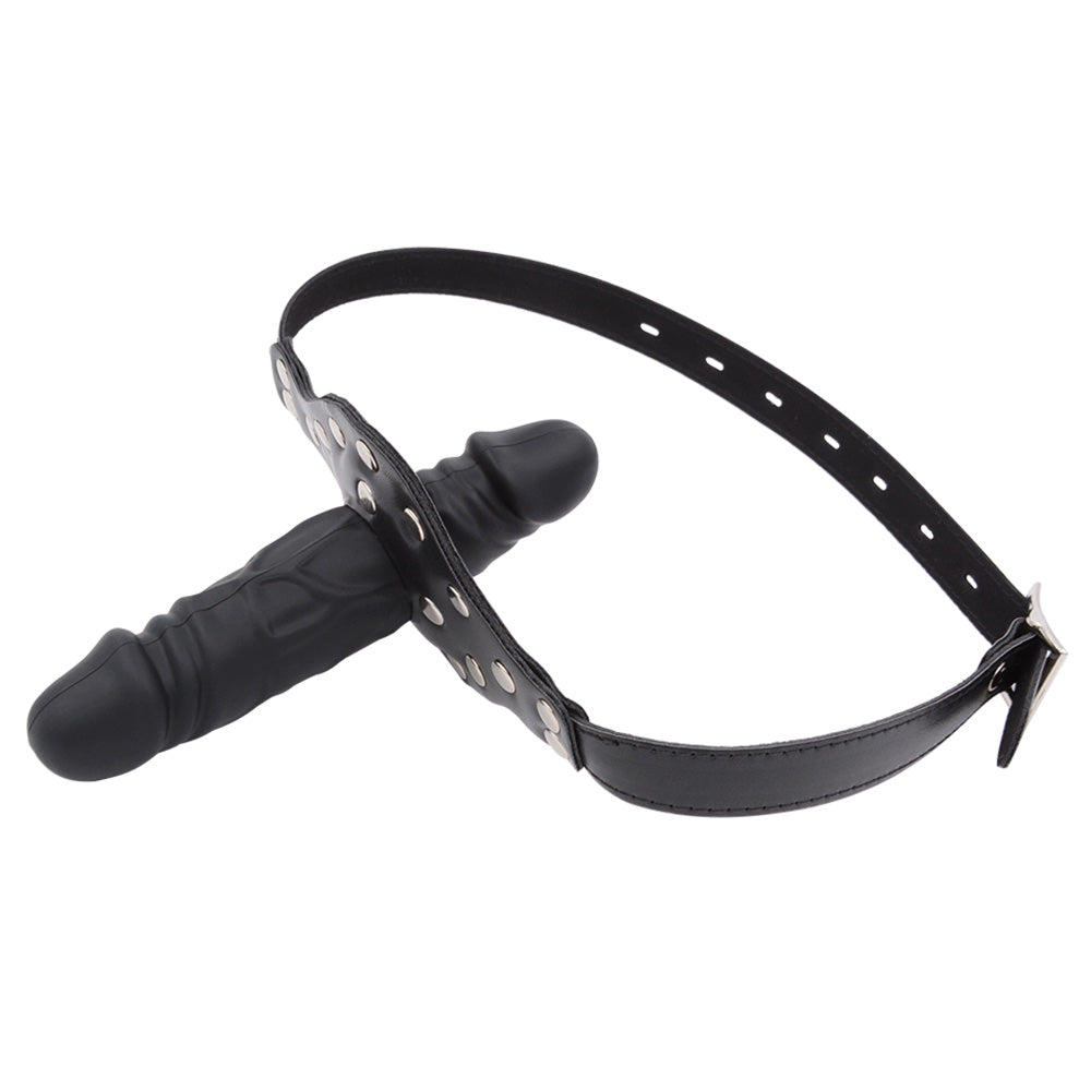 Dildo Mouth Gag Black Double-Ended