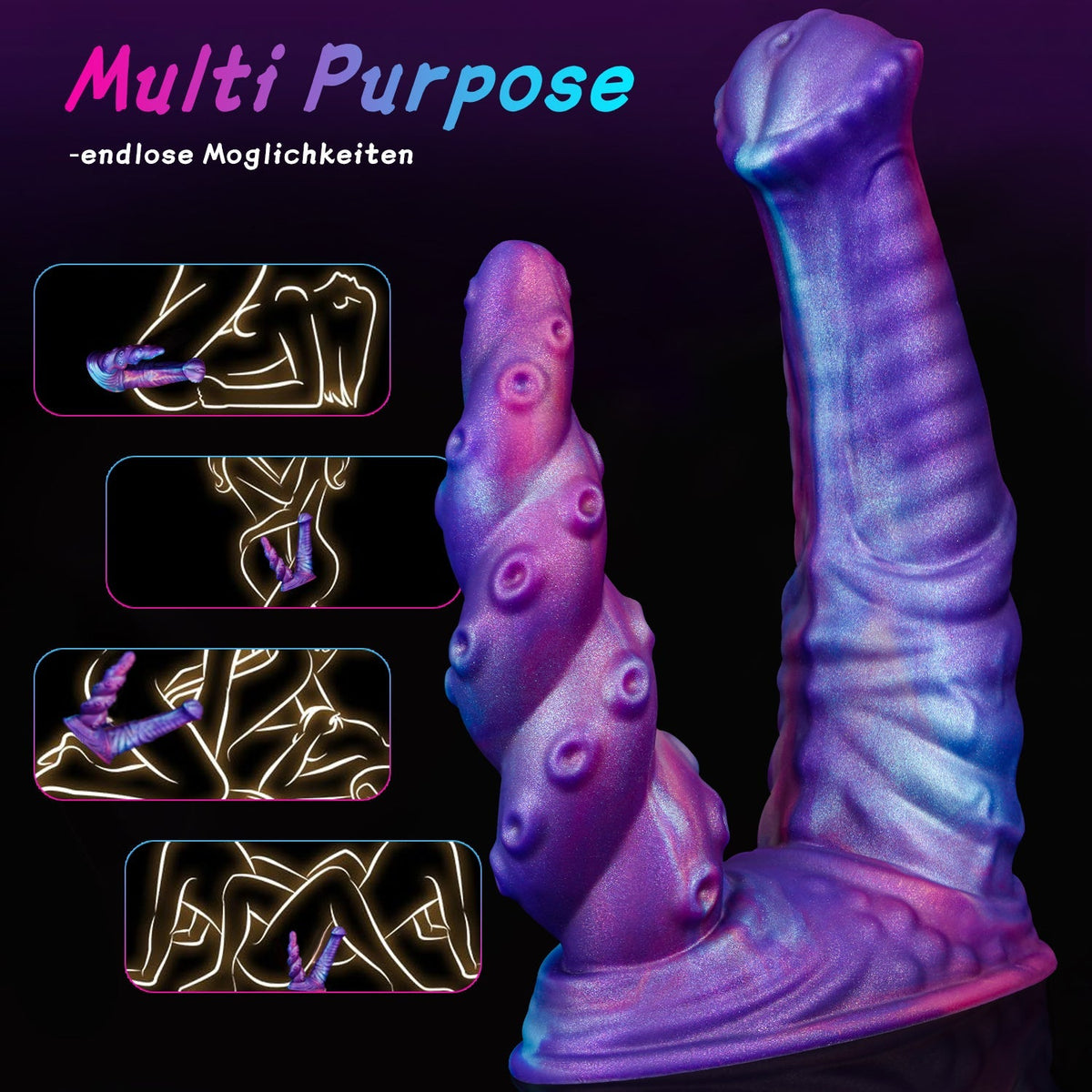 Purple Fantasy Horse Unicorn Double Penetration Dildo