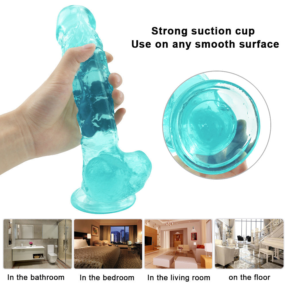 9 Inch Green Clear Jelly Textured Anal Dildo