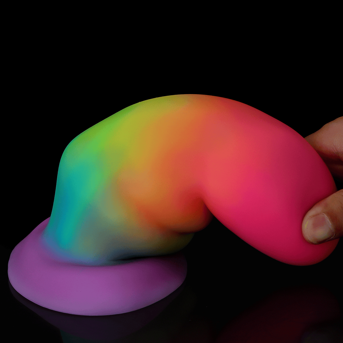 Rainbow Light Up Short Thick Butt Plug