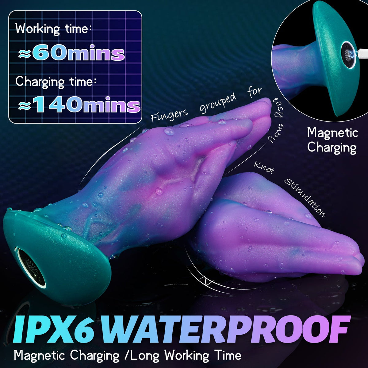 Fist Silicone Vibrating Wearable Anal Plug
