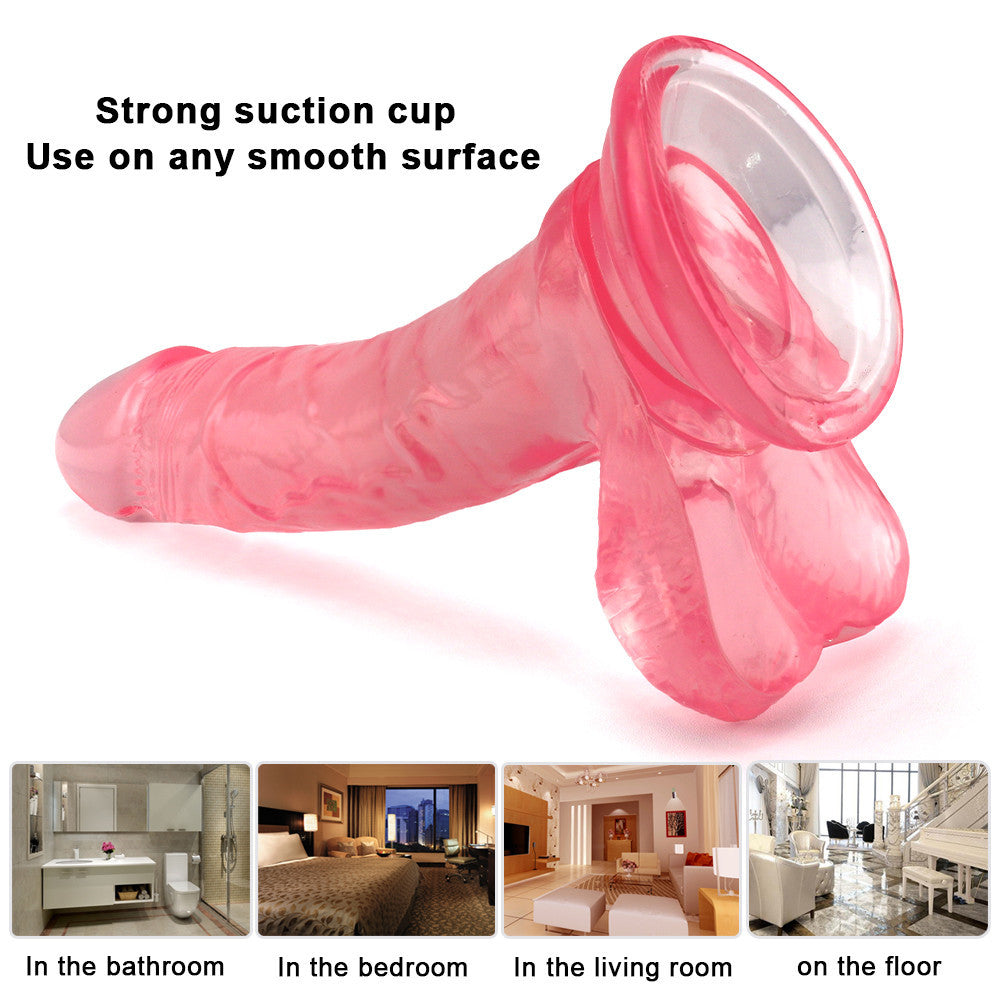 7.5 Inch Pink Red Clear Jelly Curved Dildo