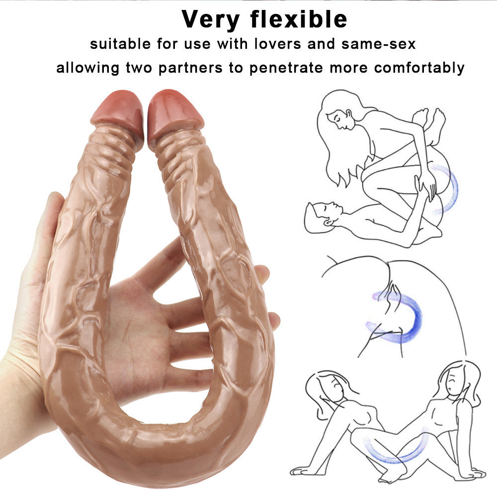 21 Inch Brown Realistic Lesbian Double Ended Dildo
