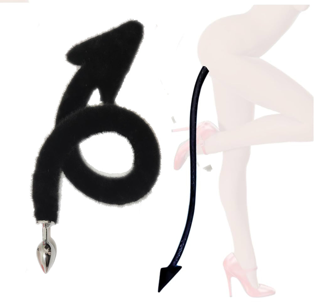 Black Devil Furry Tail BDSM Butt Plug