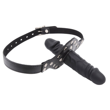 Dildo Mouth Gag Black Double-Ended