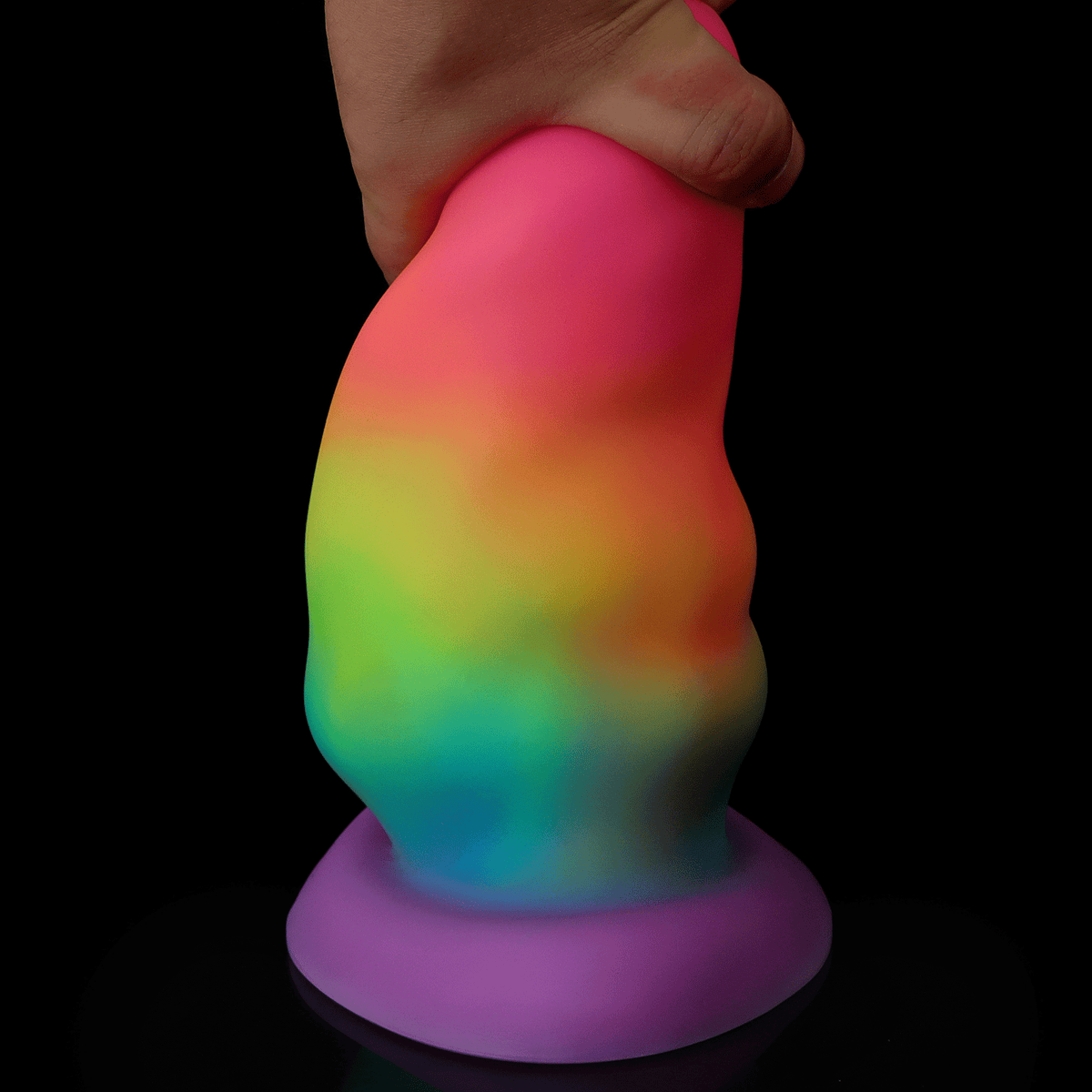 Rainbow Light Up Short Thick Butt Plug