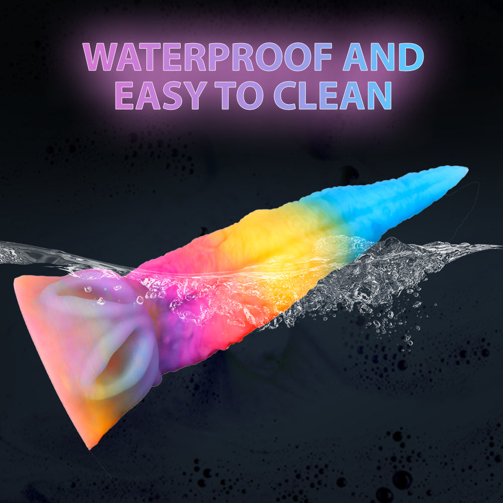 Light up Rainbow Silicone Curved Tapered Dildo