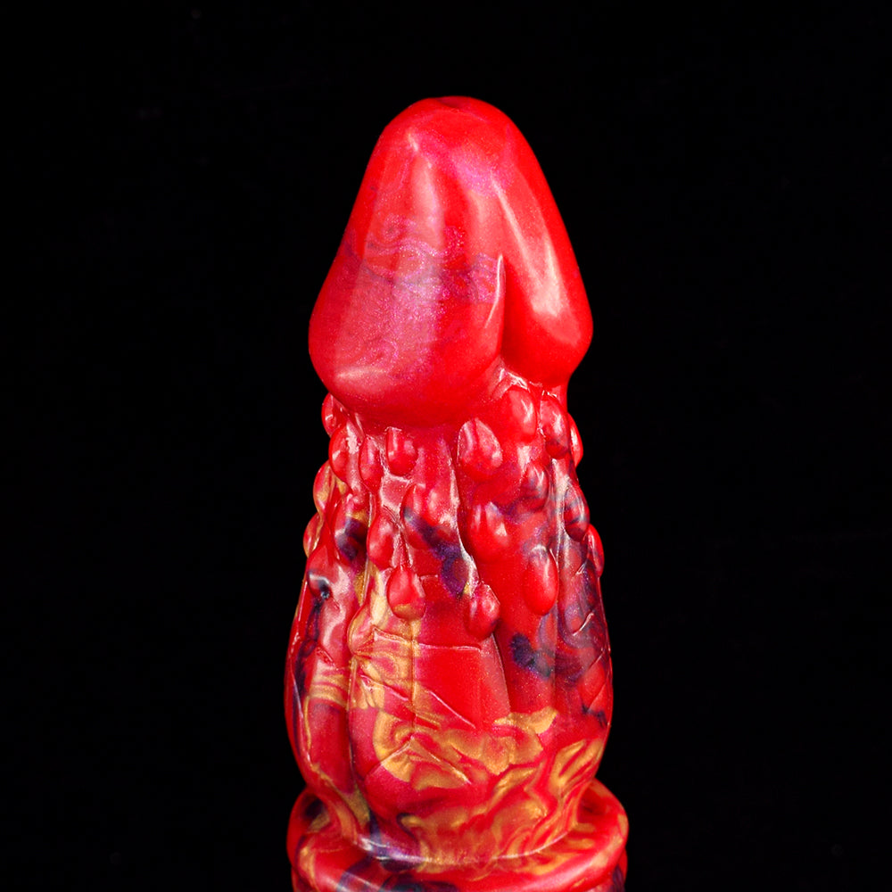 Red Fantasy Monster Ribbed Tapered Dildo