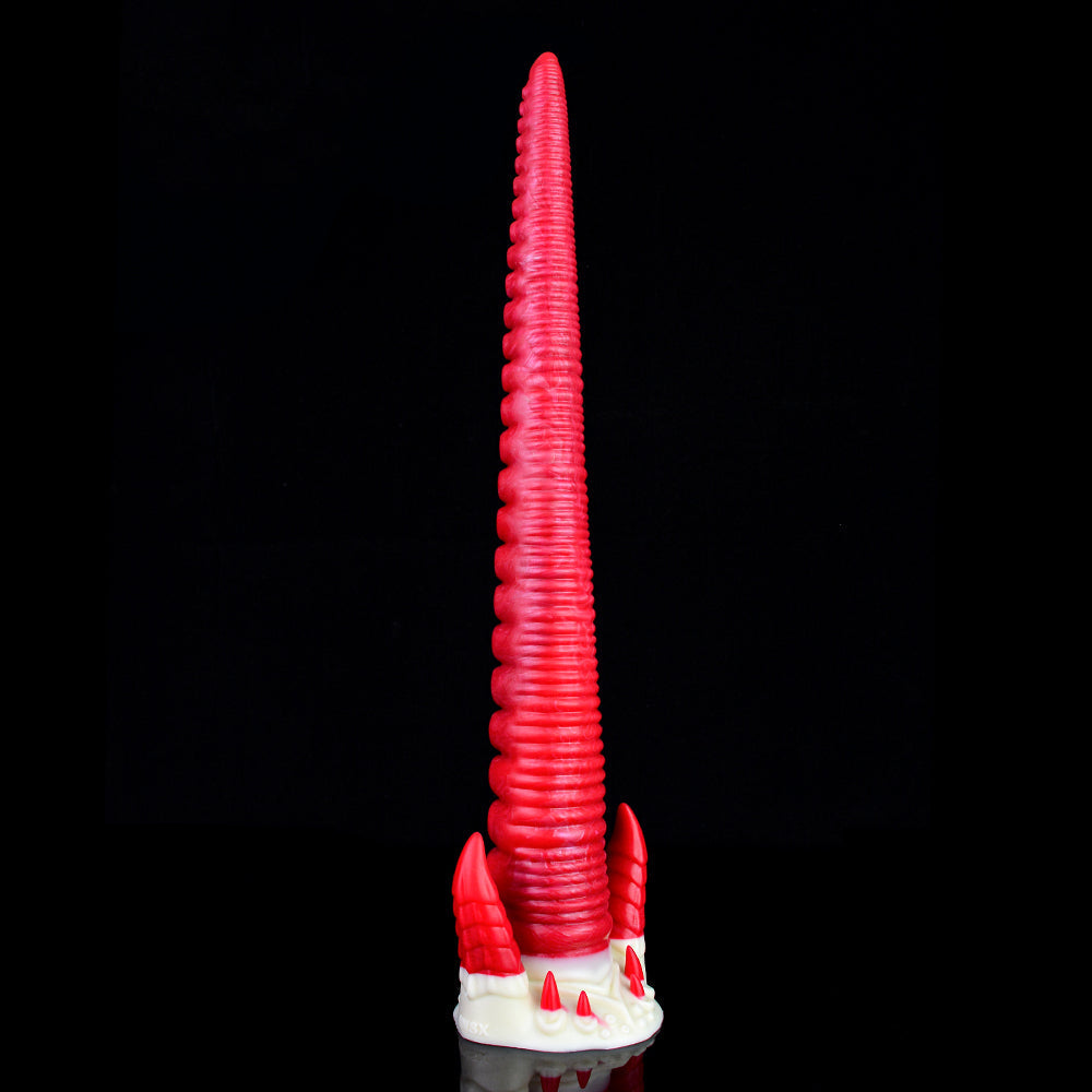 17 Inch Red Long Spiked Ribbed Tentacle Dildo