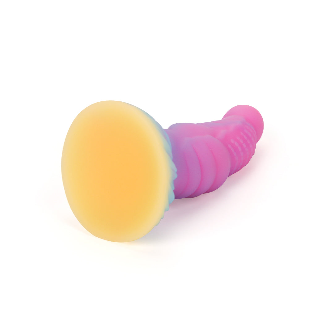 7 Inch Light up Pink Fantasy Ribbed Monster Dildo