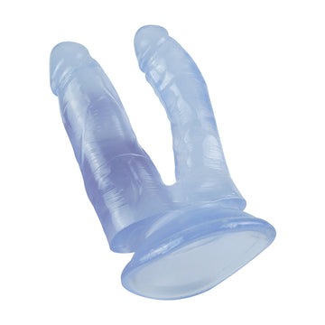 Blue Clear Jelly Silicone Double Penetration Dildo